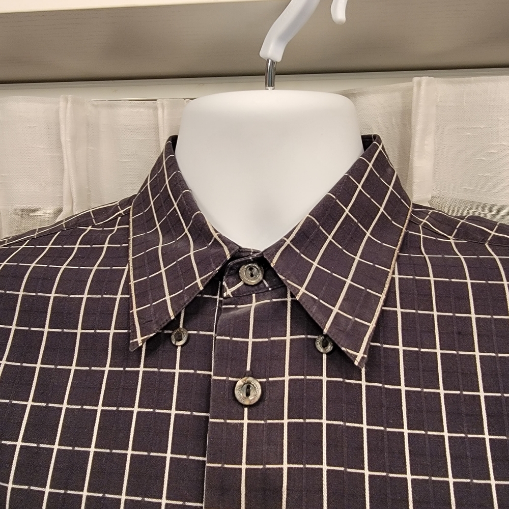 Bugatchi Checked Button Down Short Sleeve Shirt S… - image 4